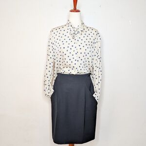 Vintage Lillie Rubin Black Wool‎ High Waisted Skirt with Pockets Size 6